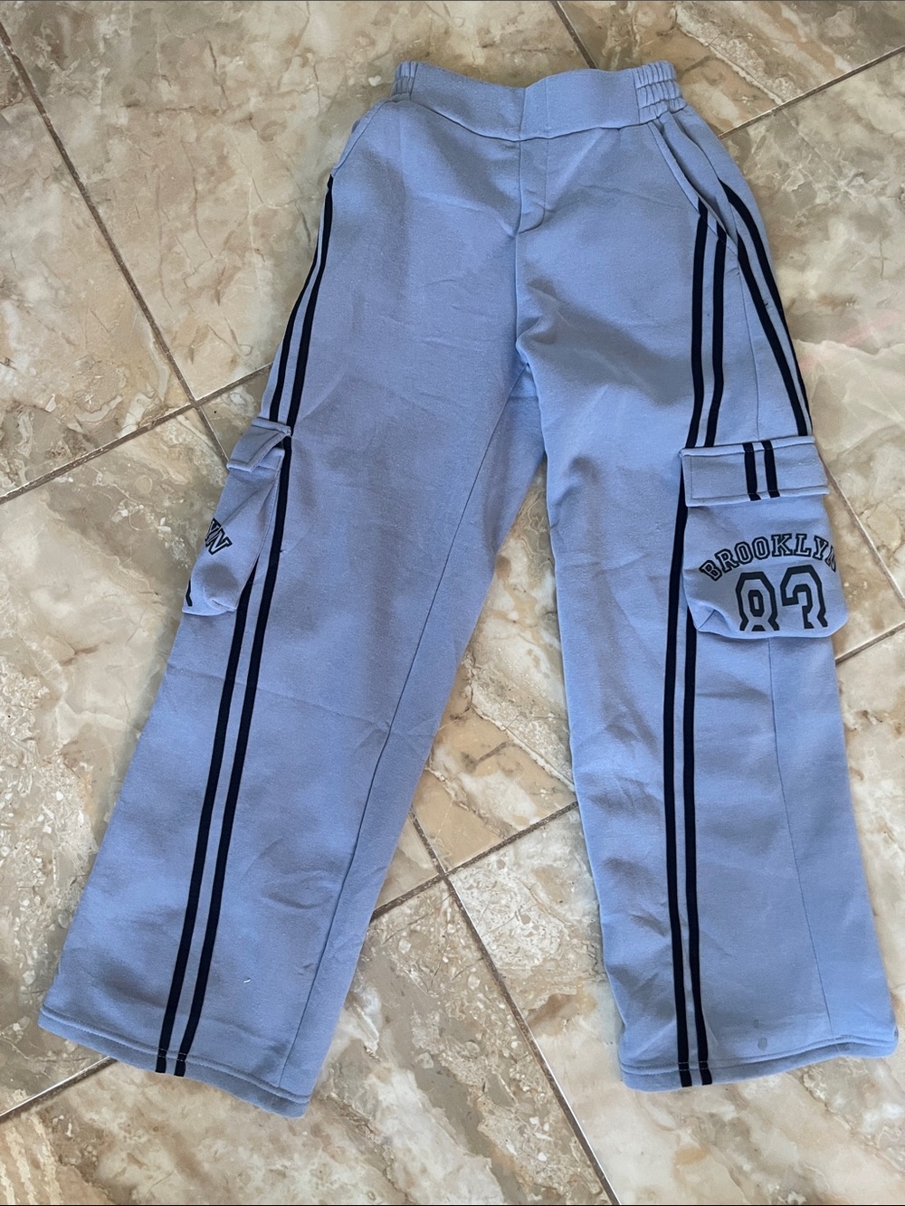 Brooklyn '83' Light Blue Kids Cargo Track Pants